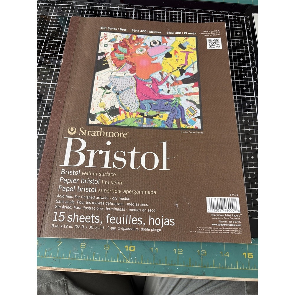 Strathmore 475-3, 400 Series Bristol, 2-Ply Vellum, 9"x12" Tape Bound, 14 READ